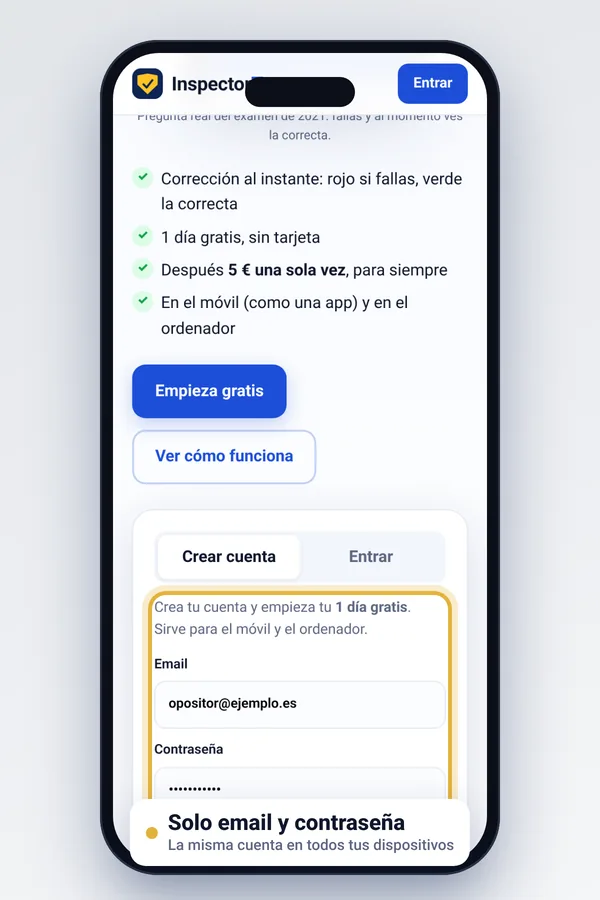 Pantalla de registro